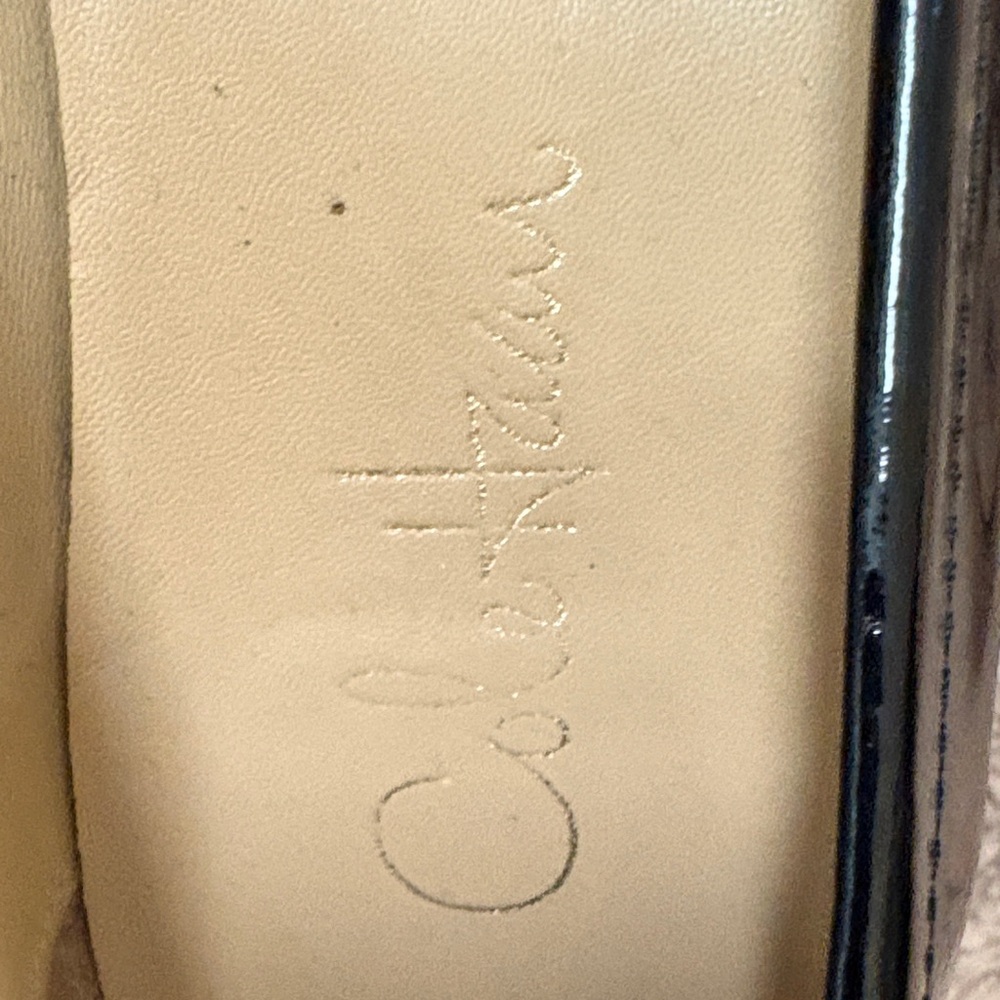 Cole Haan Black Patent Leather Loafers with Gold Accent - Picture 2 of 6